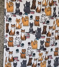 Snuggle Flannel Playful Cat Pattern Fabric 63x44 Inch
