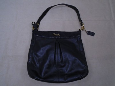 Auth COACH #20114 Ashley Black Leather Convertible Hobo Bag w