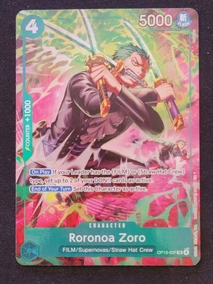 One Piece TCG OP-15/EB04 Roronoa Zoro OP13–037 Treasure Rare | eBay