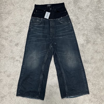 パンツ BALENCIAGA Cut Up Baggy Denim Pant S Balenciaga Cut up Men's Wide-Leg Distressed Denim Jeans | eBay