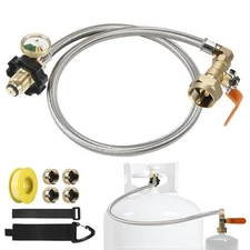 Propane Refill Adapter Hose for 1lb Tanks - 36" POL Extension Hose with 4 Bra...