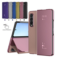 For Samsung Galaxy Z Fold 7 6 5 4 3 Mirror S-View Leather Case Flip Stand Cover