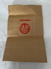 Vintage A&P ORIGINAL Large Paper Grocery Bag RED ink print store A P old sack US