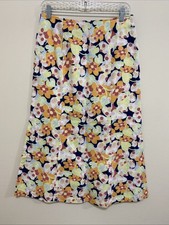 Talbots 10P Daisy Floral Long Skirt Cotton Tencel
