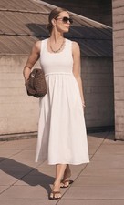Mint Velvet white scallop detail woven midi Dress Size XL RRP £99