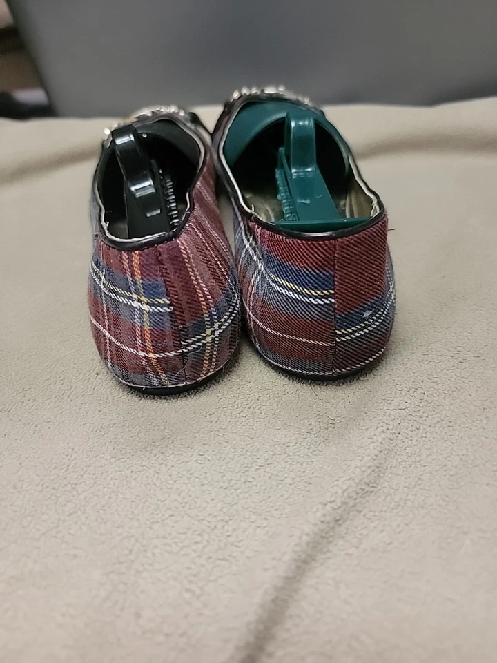 Tommy Hilfiger Plaid With Gold Logo Ballet Slip On Size 9 - Image 4 of 4