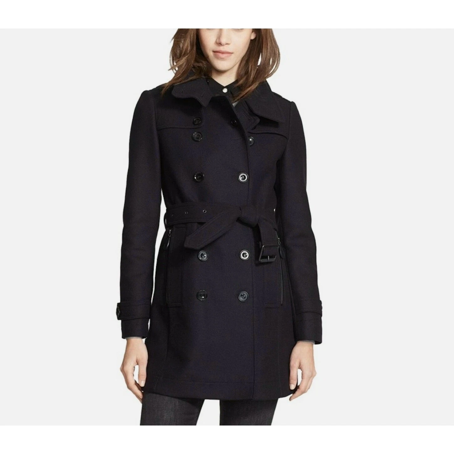 Burberry — Burberry Daylesmoore Wool Trench Jacket Coat Black  Size 4