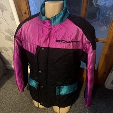 Scott Leathers Textile Motorbike Jacket Black Green Pink Medium (7)