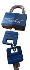 Master Lock Hardened Padlock – Blue & Gold Body with 2 Keys-Heavy-Duty Security