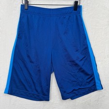 Reebok Shorts Boys L 14/16 Blue Mesh Athletic Side Stripe Activewear