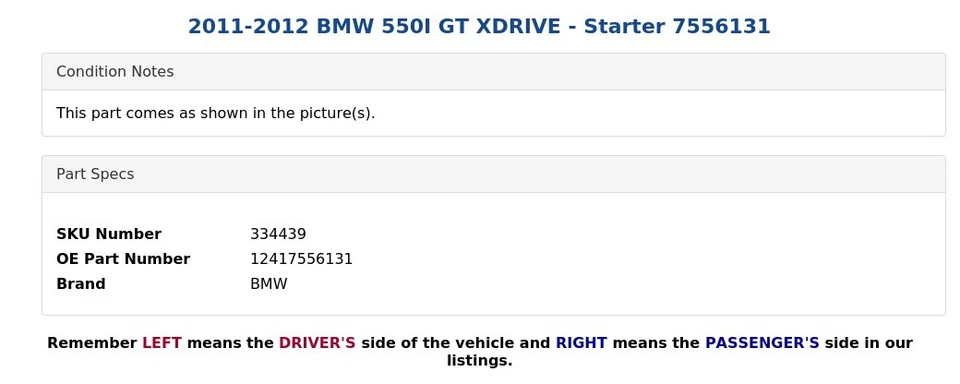 BMW 550I GT XDRIVE 2011-2012 - Arranque 7556131 Foto 4 de 4