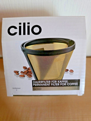 Cilio Dauerfilter Kaffeefilter Größe 2 gold Permanentfilter wiederverwendbar 