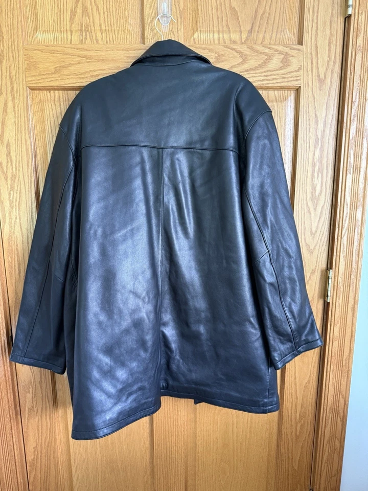 Marc by Andrew Marc Black Faux Leather Jacket Mens Large 4 Button Moto  Business - Image 2 of 4