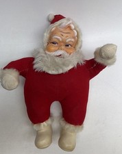 Vtg 1950s Rushton Co. Santa Claus  White Boot  Rubber Face  15"