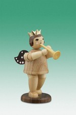 Angel Musician With Trumpet Without Crown Natural Height 2 3/8in New Wooden