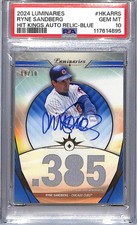 2024 Topps Luminaries Hit Kings Blue #HKAR-RS Ryne Sandberg PSA 10 GEM MINT MEM 