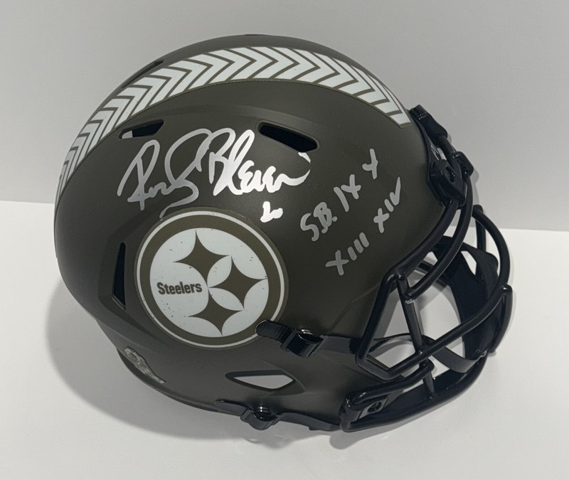 ROCKY BLEIER SIGNED PITTSBURGH STEELERS F/S REP SALUTE TO SERVICE HELMET JSA COA