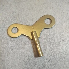 NOS #6 Wide Wing Solid Brass Clock Winding Key 3.6 mm Clockmaker Stock