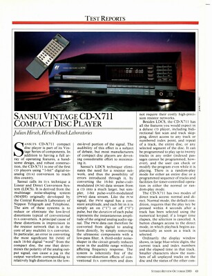 Sansui - Vintage CD-X711 CD Player - Full Original Test Report