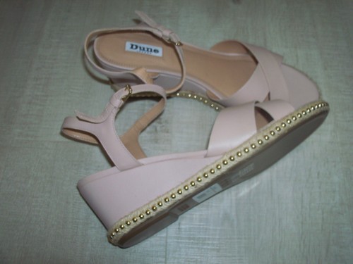 NEW DUNE KEELIE Leather Wedge Heel Sandals Size UK 7 - Nude - Picture 3 of 5