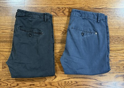 Men s Lot of 2 DONDUP  Black Blue Made In Italy Straight Leg Dress Pants Size 34