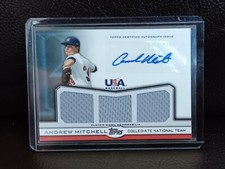 Andrew Mitchell~2011 Topps USA Baseball Triple Worn PATCH~Blue Auto~/214~Chrome