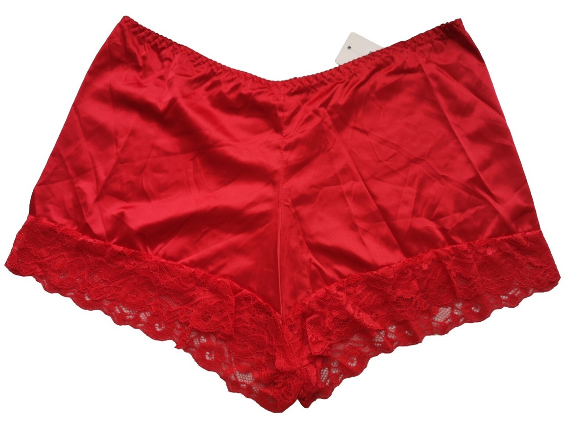 Sexy Silky Satin Style Christmas Red French Knickers Size 10/12