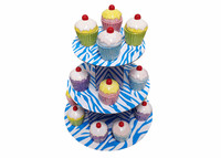3 Tiers Cardboard Cupcake Stand - Zebra Print - Blue/white (6 Pcs) 3 Tiers Cardboard Cupcake Stand - Zebra Print - Blue/white (6 Pcs)