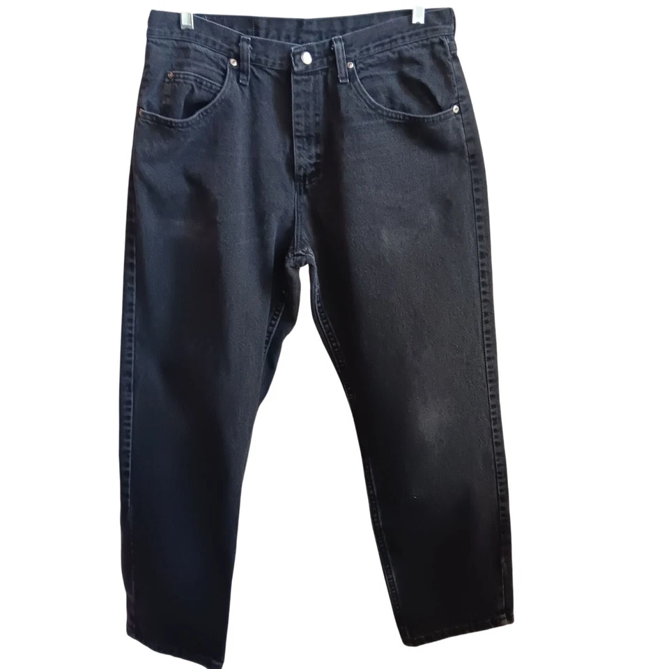Men's 33x30 Vintage Jeans Wrangler 90's Black Faded Relaxed Fit Jeans Denim - Image 2 of 4