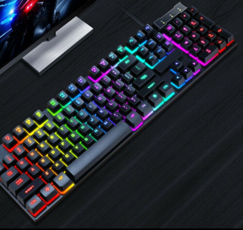 Rainbow LED Gaming Keyboard & Mouse Set Multicolor Changing Backlight Mouse Mice - Picture 6 of 13