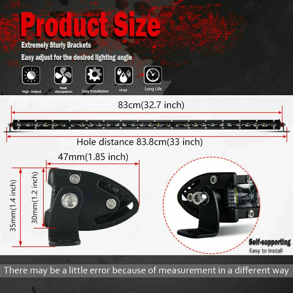 32inch Slim LED Light Bar Spot Flood Combo Off Road SUV ATV Marine Pickup 34'' - Image 2 of 4