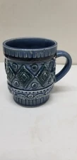VTG STYLECRAFT JAPAN SIGNED BLUE GREEN PATTERNED STACKABLE COFFEE CUP