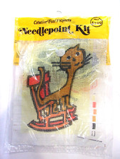 New Vtg Cat in Rocking Chair Creative Fun Projects Needlepoint Kit Yarn 9" X 7"