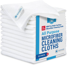 12" X 12" MW Pro Multi-Surface Microfiber Cleaning Cloths  White - 12 Pack  Pr