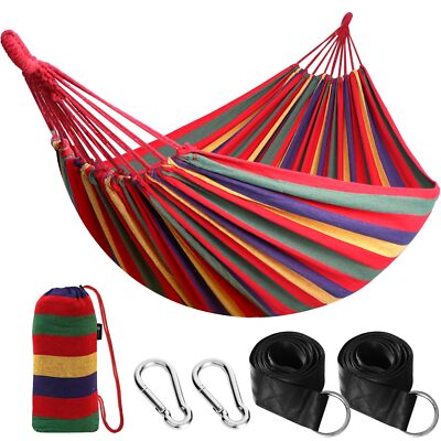 Portable Cotton Hammock with Tree Straps 660lbs Capacity for Camping