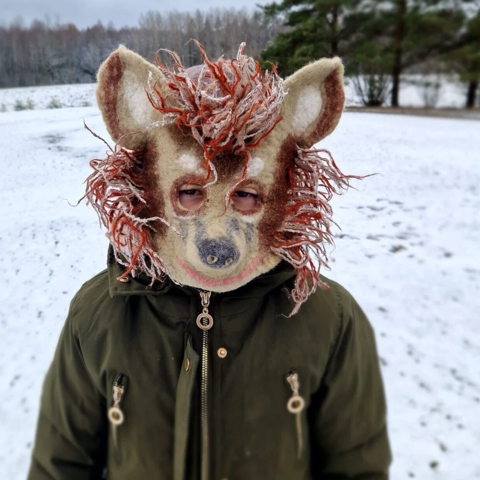 Máscara de erizo de fieltro para niños adolescentes. Máscara Therian. Prendas para la cabeza.Carnaval de erizo.cosplay Foto 3 de 4