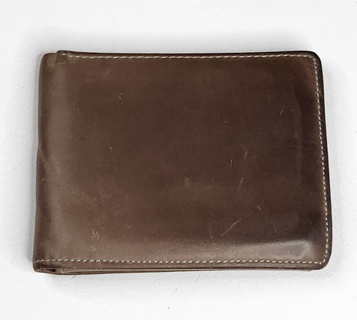 "Portafoglio pieghevole HIMI marrone in pelle con ID flip-out interno marrone marrone chiaro 3,5x4,5" - Foto 2 di 12