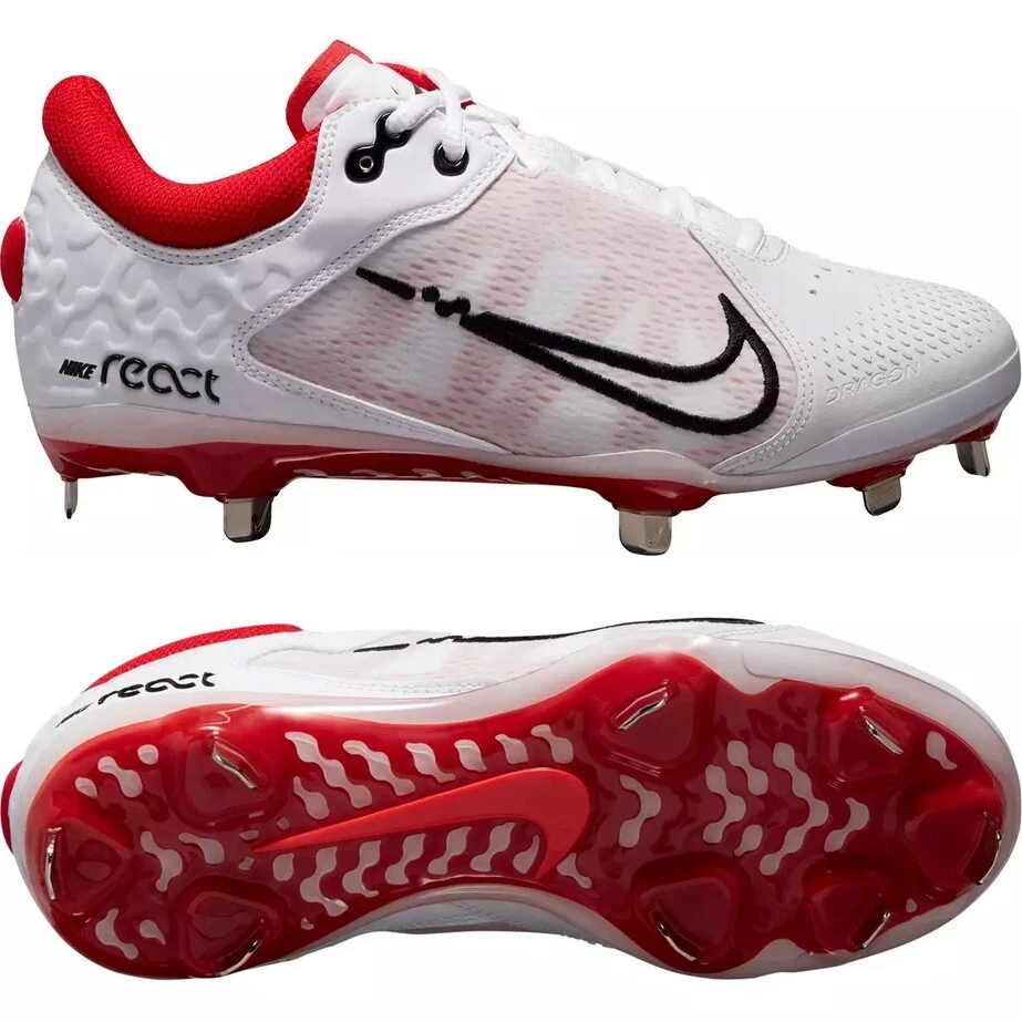 Botines de softbol para mujer Nike Hyperdiamond 4 Elite talla 9,5 blancos rojos React CZ591 Foto 3 de 4
