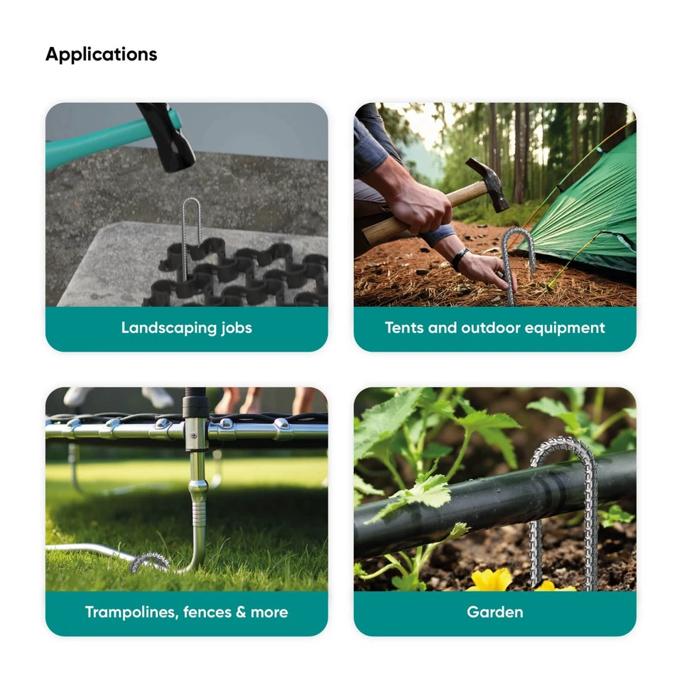 Vodaland ground rebar galvanised steel stakes | 30cm (12 inch) long J Pins - Image 4 of 4