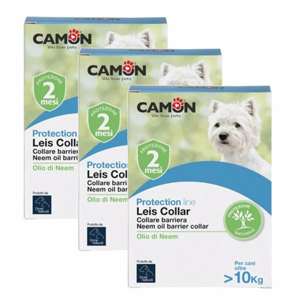 Camon Collare Leis Olio di Neem 60 cm Protezione Naturale Multipack 3 Confezioni