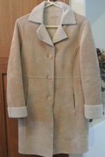 Guess Brand Womens Suede Leather Coat Size Small Winter Coat Tan 80s Retro