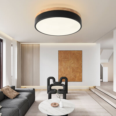 Modern LED Ceiling Light Minimalist Wood Style Flush Mount Ceiling Light Living