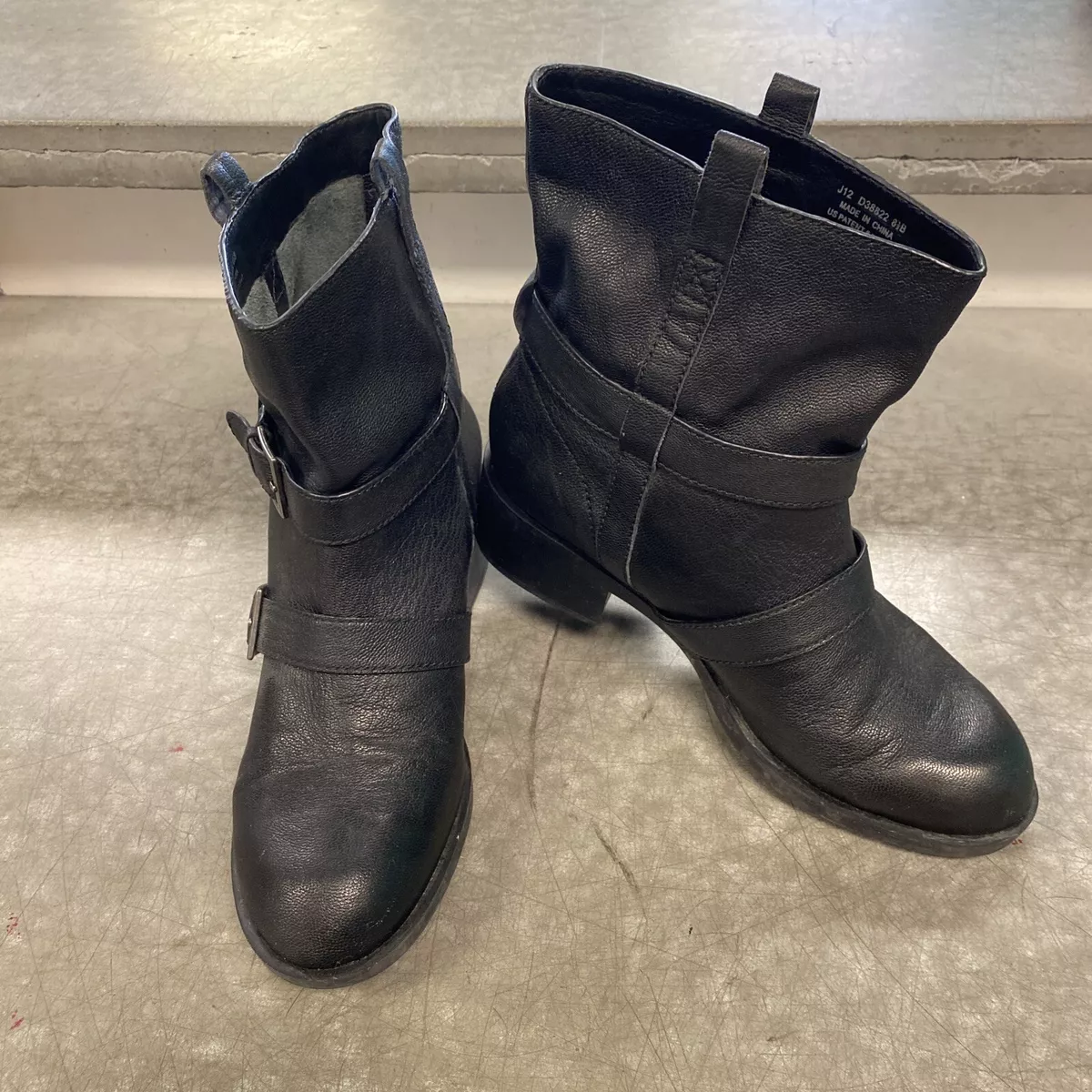 Cole Haan Fabrizia D38822 Buckle Moto Black Leather Ankle Boots