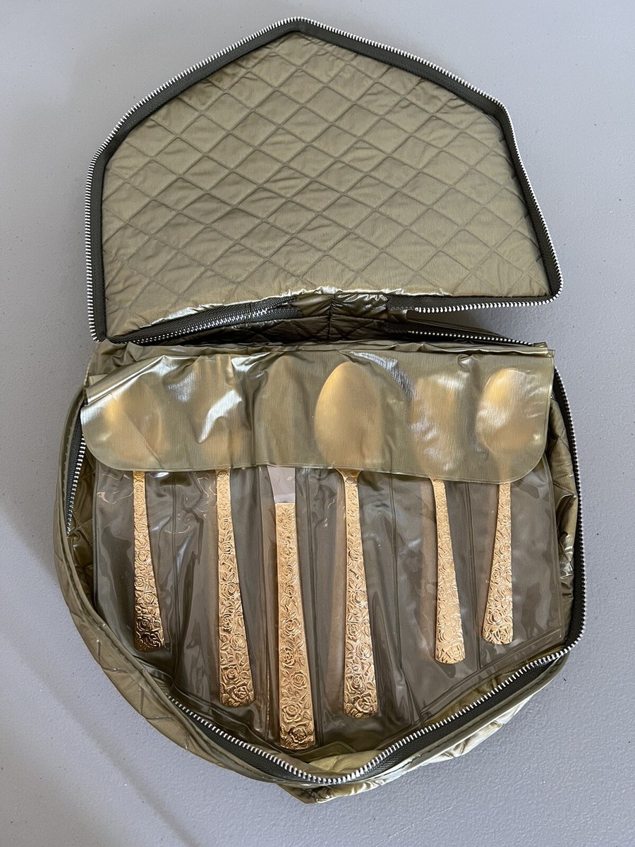 Vintage Cellini Romanesque Japan Gold Plated Flatware For 8