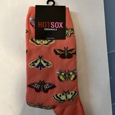 NWT WOMENS Hot Socks Crew orange, butterfly socks