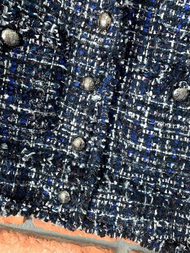A804 ZARA MUJER AZUL MARINO TWEED DESHILACHADO EMBELLECIDO BLAZER ABRIGO CHAQUETA GRANDE - L - Imagen 10 de 11