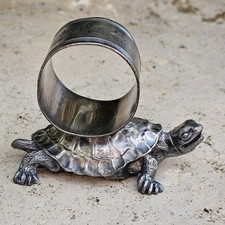 Antique RARE PAIRPOINT Silver Plate Tortoise Turtle Napkin Ring Holder Ornate