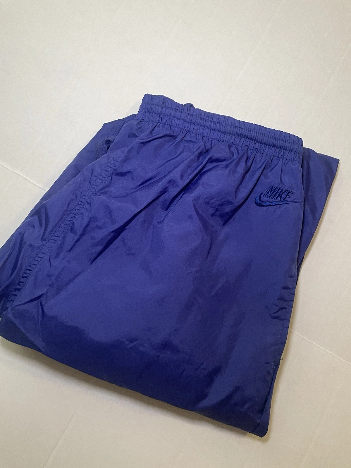 Vintage Nike Windbreaker Track Pants Blue Nylon Size XL Stretch Straight Leg