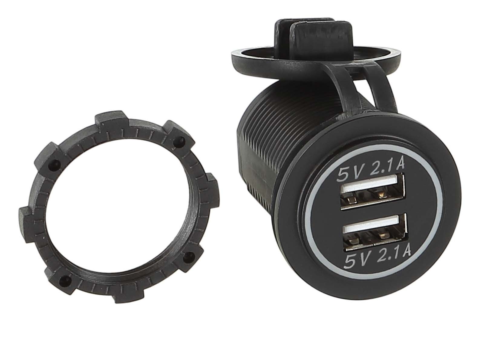 Chargeur USB 12V 24V pour voiture et camion avec double port USB-A et LED rouge