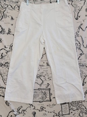 Classic Elements White Capri Pants Women's Size 14 Cotton Blend Pockets